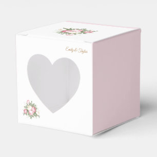 Vintage Rose Wedding Favour Box with Heart Window