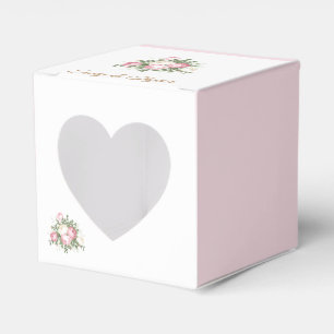 Vintage Rose Wedding Favour Box with Heart Window