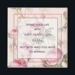 Vintage Rose Wedding Favour Magnet<br><div class="desc">A lovely little gift for your wedding guests!  This 2"x2" vintage rose magnet with inspirational messaging can go home with your attendees and then be utilised on their refrigerators or file cabinets and will always remind them of your special day.</div>