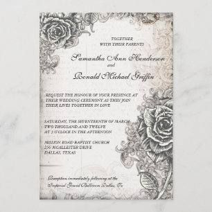 Vintage Rose Wedding Invitation