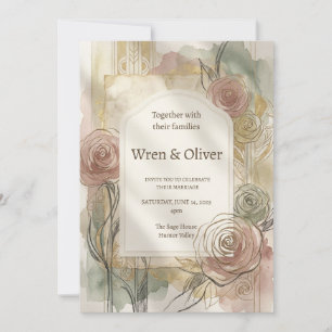 Vintage Rose Wedding Invitation