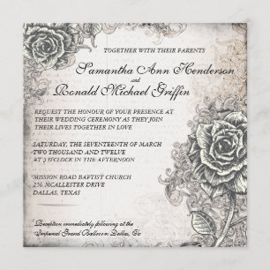 Vintage Rose Wedding Invitation