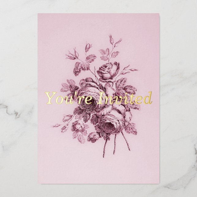 Vintage Rose Wedding Invitation (Front)