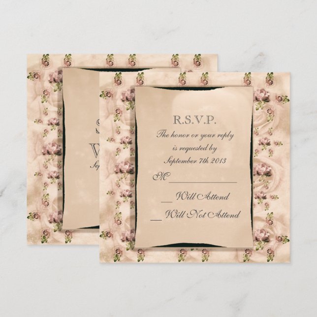 Vintage Rose Wedding R.S.V.P. Invitation (Front/Back)