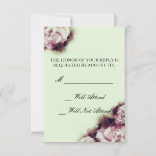 Vintage Rose Wedding R.S.V.P RSVP Card
