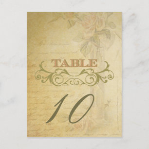 Vintage Rose Wedding Table Number Cards