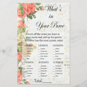 Vintage rose What's in your purse game