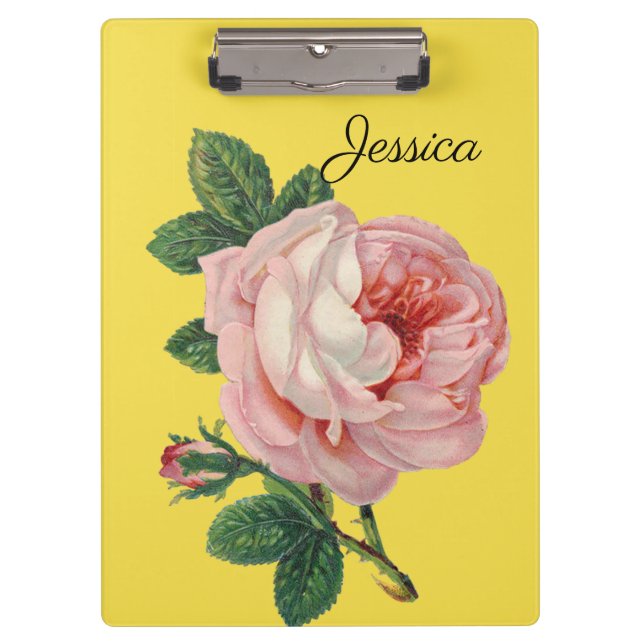 Vintage Rose with Your Name Clipboard (Front)