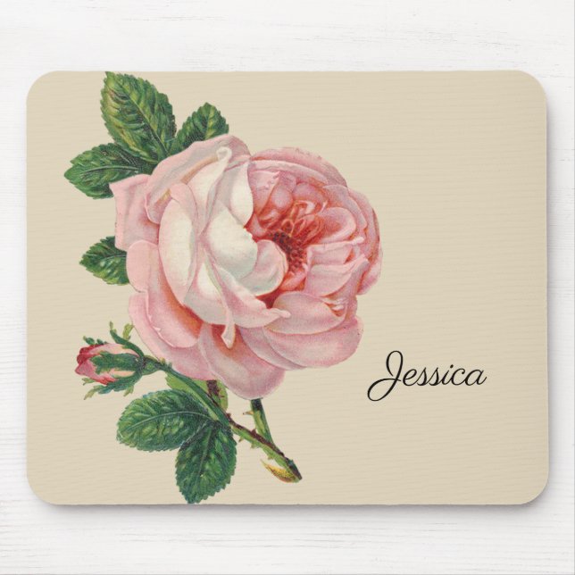 Vintage Rose with Your Name Mouse Mat (Front)