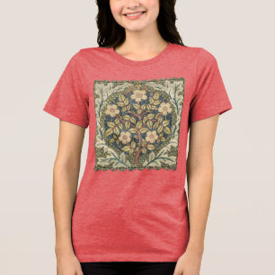 Vintage Rose Wreath by William Morris Tri-Blend Shirt