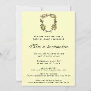 Vintage Rose Wreath, Spring or Summer Baby Shower Invitation