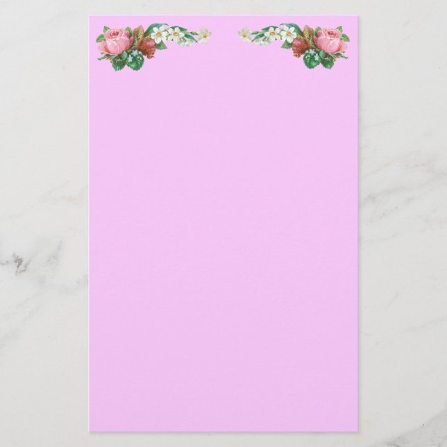 Vintage Rosebud and Daisies Stationery (Front)