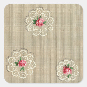 Vintage Rosebud Doily Design Sticker