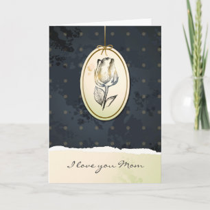 Vintage rosebud in black, card