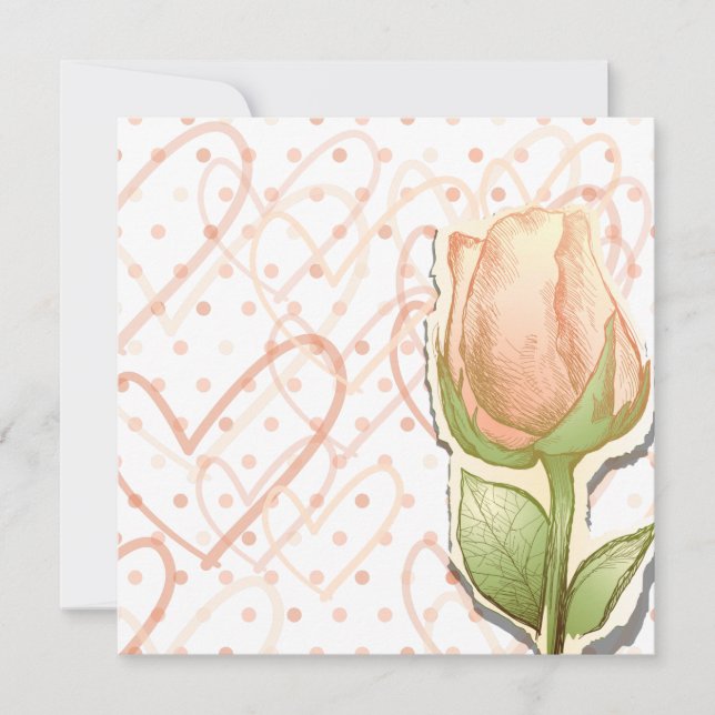 Vintage rosebud, invitation (Front)