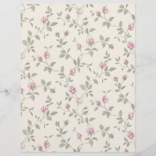 Vintage Rosebud Ivory Arts & Craft Scrapbook Paper