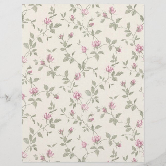 Vintage Rosebud Ivory Arts & Craft Scrapbook Paper (Front)