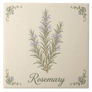Vintage Rosemary Botanical Kitchen Herb Garden Tile