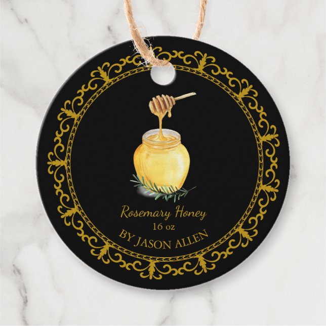 Vintage Rosemary Infused Honey Hang Tag (Front)