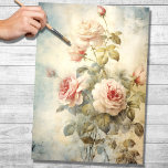Vintage Roses 3 Decoupage Paper<br><div class="desc">Indulge in the allure of nostalgia with our vintage rose decoupage paper,  featuring a moody,  grungy,  and distressed aesthetic. Elevate your crafts with timeless elegance,  transforming ordinary items into exquisite,  weathered masterpieces. Unleash your creativity with a touch of vintage charm.</div>