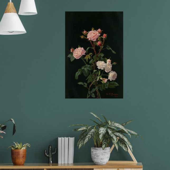 Vintage Roses against black background Poster (Living Room 1)