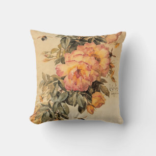 Vintage ‘Roses and Bumblebees’ Cushion