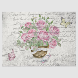 Vintage Roses And Butterflies Ephemera Decoupage Tissue Paper