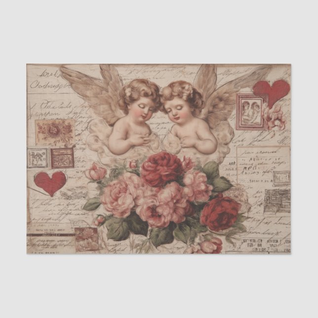 Vintage Roses and Cherubs Tissue Paper (Front)