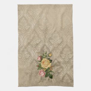 Vintage Roses and Damask Tea Towel