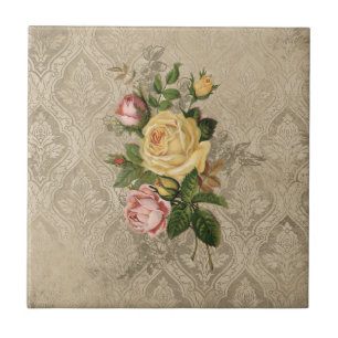 Vintage Roses and Damask Tile