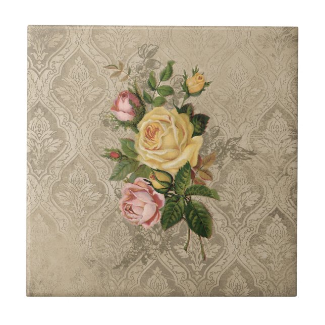 Vintage Roses and Damask Tile (Front)