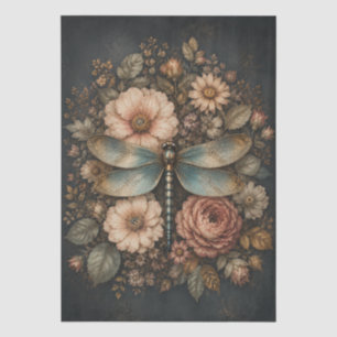 Vintage Roses and Dragonfly Decoupage Tissue Paper