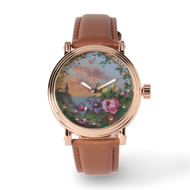 VINTAGE ROSES AND FLOWERS WITH LANDSCAPE WATCH (Front)