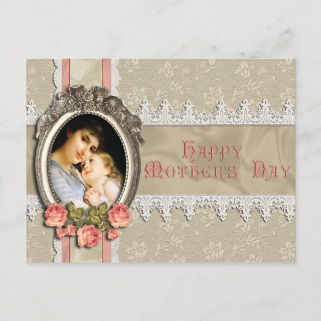 Vintage Roses and Lace Mother's Day Postcard (Front)