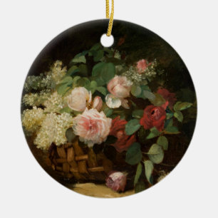 Vintage Roses and Lilac by Dominique Hubert Rozier Ceramic Tree Decoration