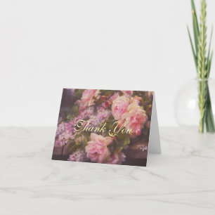 Vintage Roses and Lilacs Thank You Card
