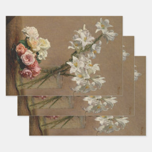 Vintage Roses and Lilies by Henri Fantin-Latour  Wrapping Paper Sheet