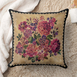 Vintage Roses and Mixed Flowers Cushion