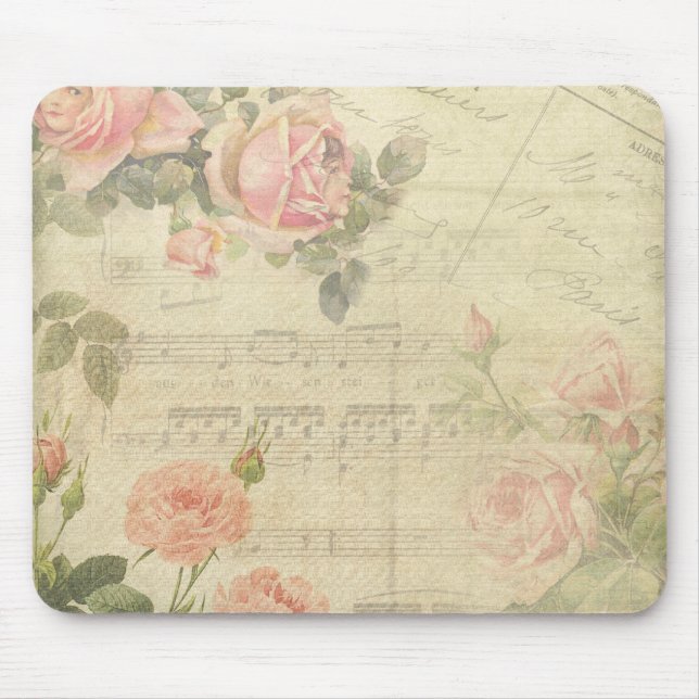 Vintage Roses and Music Mousepad (Front)