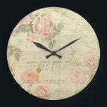 Vintage Roses and Music Wall Clock<br><div class="desc">Antique postcard,  roses and music combine to make a lovely romantic design.</div>