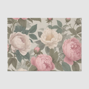 Vintage Roses and Peonies in Muted Dusty Tissue Paper