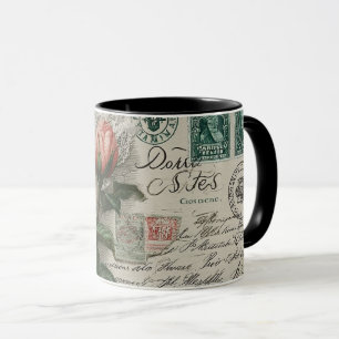 vintage roses and postcard mug