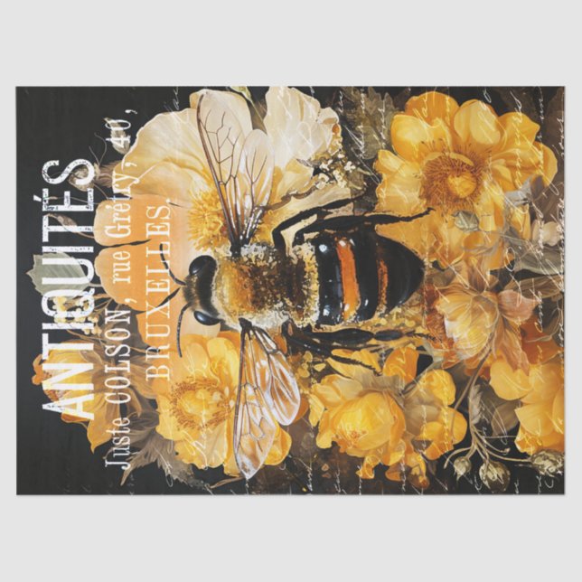 Vintage Roses and Queen Bee Decoupage Tissue Paper (Front)