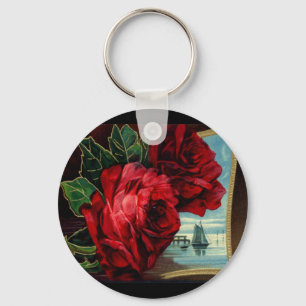 Vintage Roses and Sail Boat Key Ring