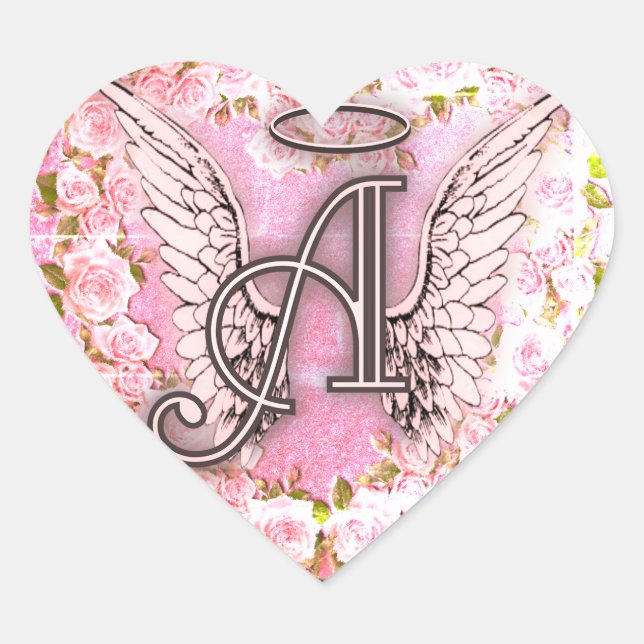 Vintage Roses Angel Wings Heart Heart Sticker (Front)
