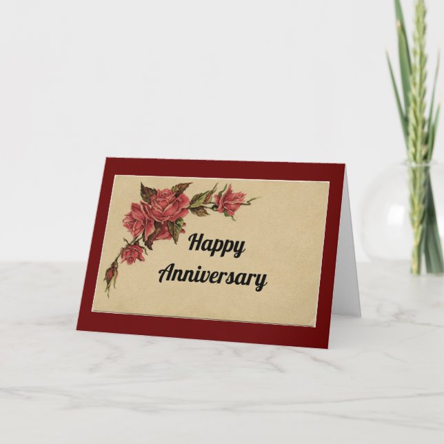 Vintage Roses Anniversary Card (Front)