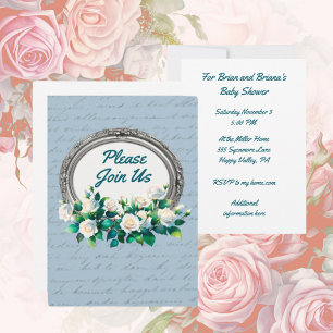 Vintage Roses Antique Lettering Invitation