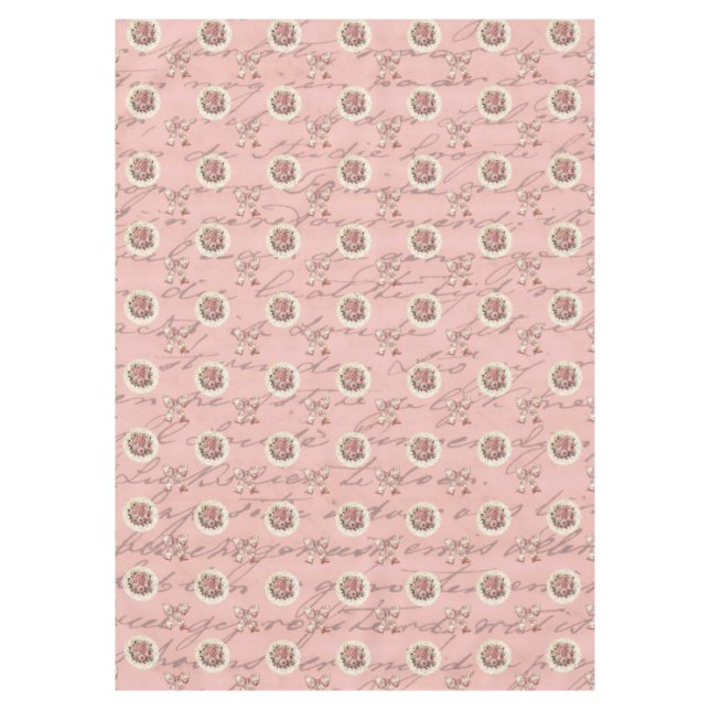 Vintage Roses Antique Lettering Tablecloth (Front)