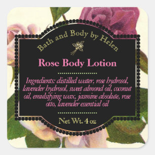 Vintage roses bath and body care label
