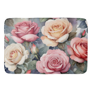Vintage roses bath mat